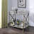 Serving Cart, Metal Frame Kitchen Cart With Bottom Shelf And Caster Wheels