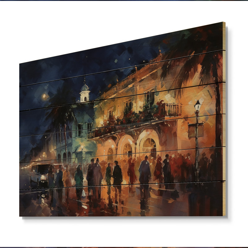 Brun et bleu, façades brillantes sur bois, H 10 po x l 20 po x P 0,78 po
