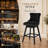 Velvet Upholstered 360° Swivel Counter Height Bar Stool with Back, Nailhead Trim and Sturdy Solid Wood Legs, Comfortable Chair for Kitchen, Dining, Restaurant-638126453-638126448-638126461