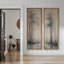 Décoration minimaliste « Bouleaux bleus et dorés au bord de l'eau » – Ensemble de 2 impressions d'art encadrées sur toile 60" x 20"-134739152-134739150
