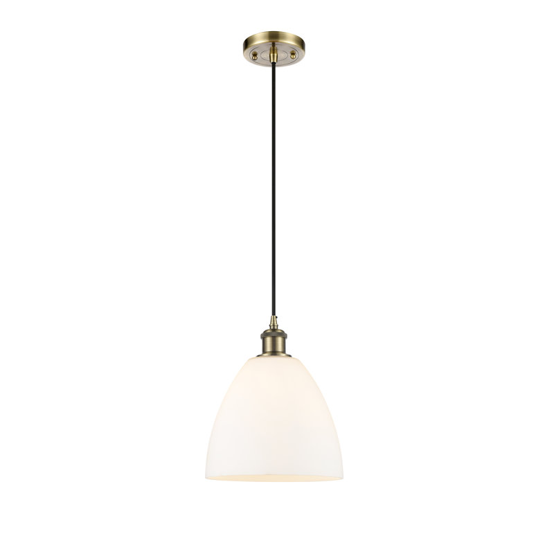 Haruka 1 - Light Single Pendant, Antique Brass, White, 13.25" H x 9" W x 9" D