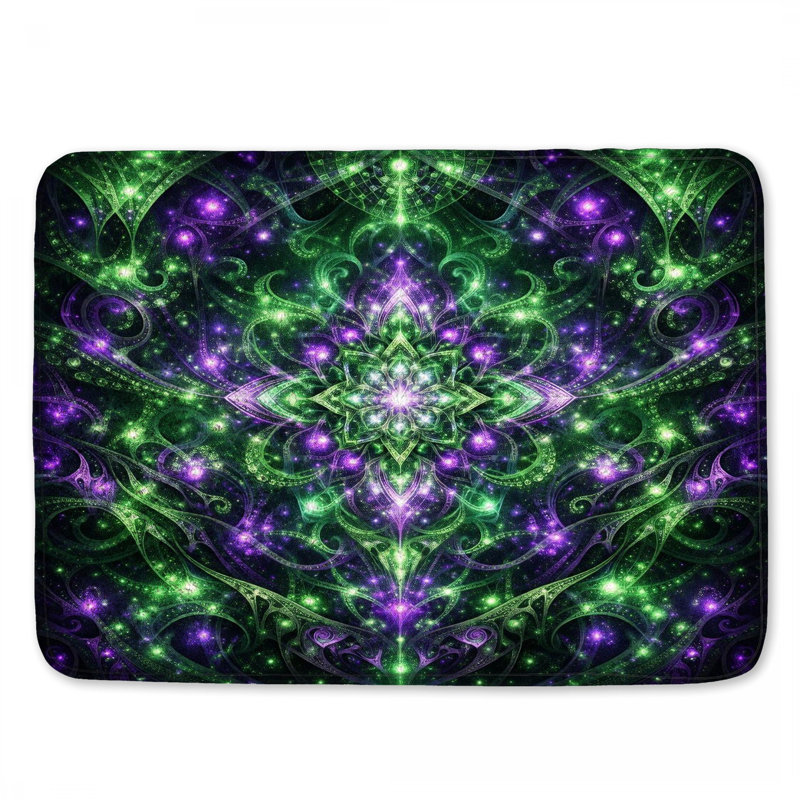 Tapis de bain Mandala vert complexe, 34in W x 21in L