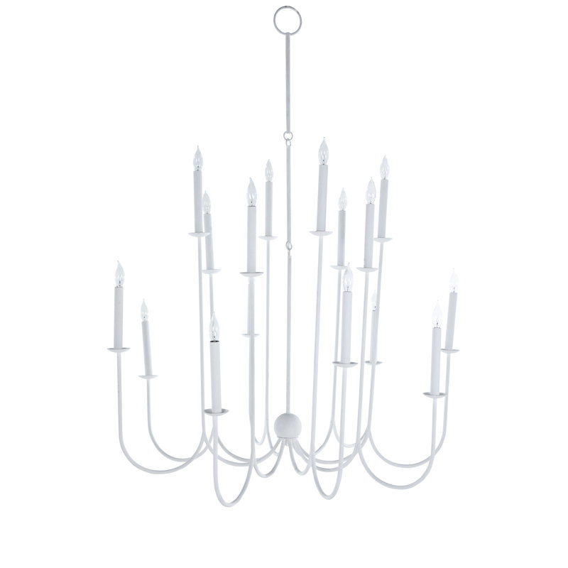 Snow 16 - Light Candle Style Chandelier, Plaster White