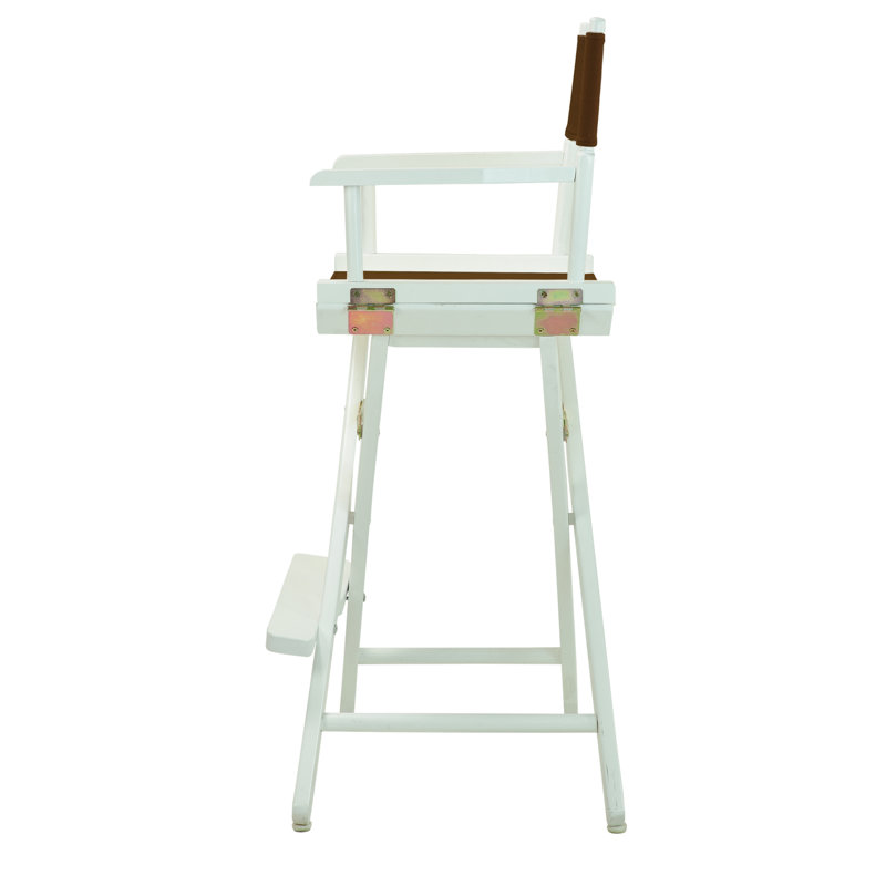 30" Folding Director Chair with Canvas, White, Brown