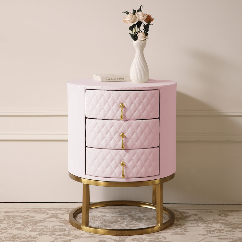 Table de chevet Eveanna, Pink/Gold