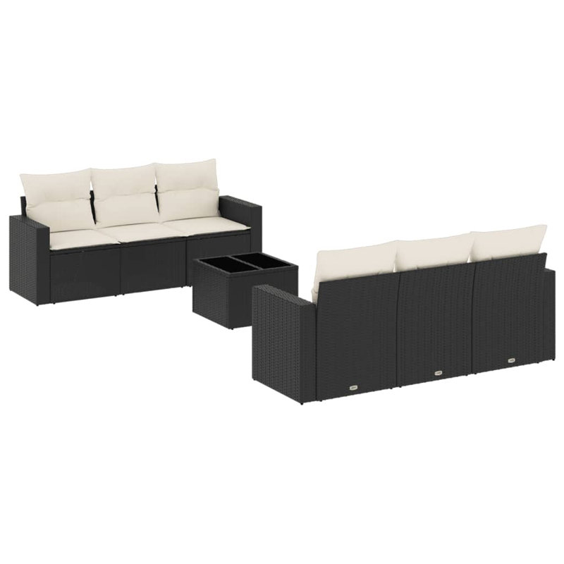 Ensemble de canapé de jardin Vidaxl noir, blanc crème