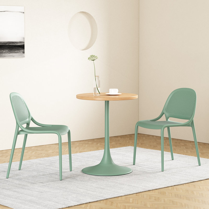 Elise Wood Top Round Table 24"D x 30"H, Elise Table - Aloe Green