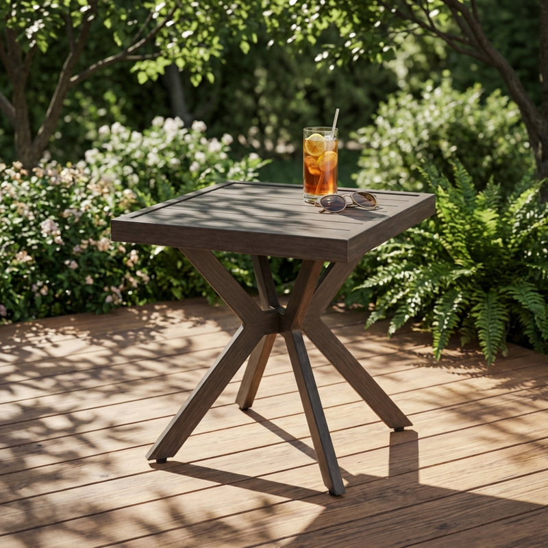 Table de patio en fonte d'aluminium avec motif croisé antique