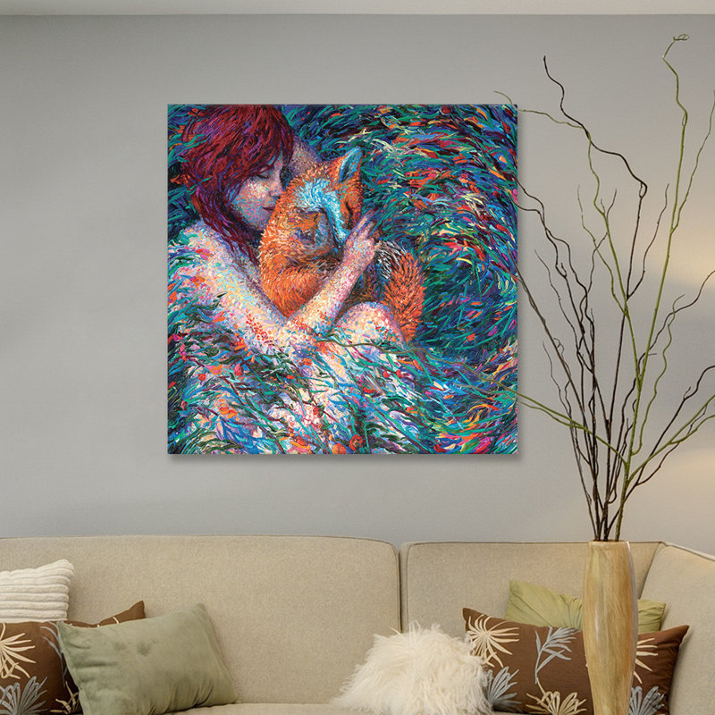 Iris Scott - Foxglove, impression sur toile tendue, H 18 po x l 18 po x P 1,5 po, Toile avec cadre noir, Pas de tapis