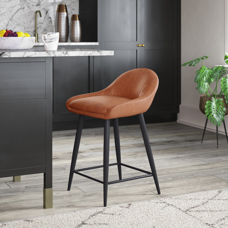 Hallam Upholstered Counter Stool with Metal Frame, Cigar