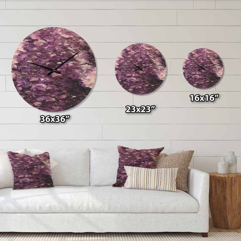 Horloge murale mauve à pierres précieuses modernes, Très grand