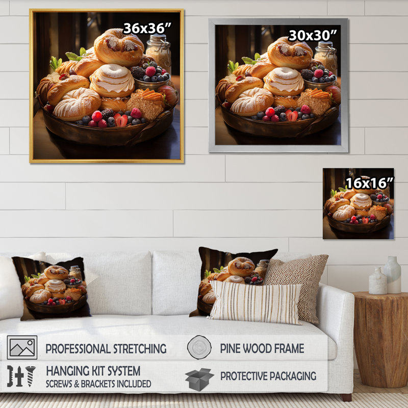 Sweet Pastries I sur toile, Cadre flottant noir, H 36 po x l 36 po x P 1,5 po