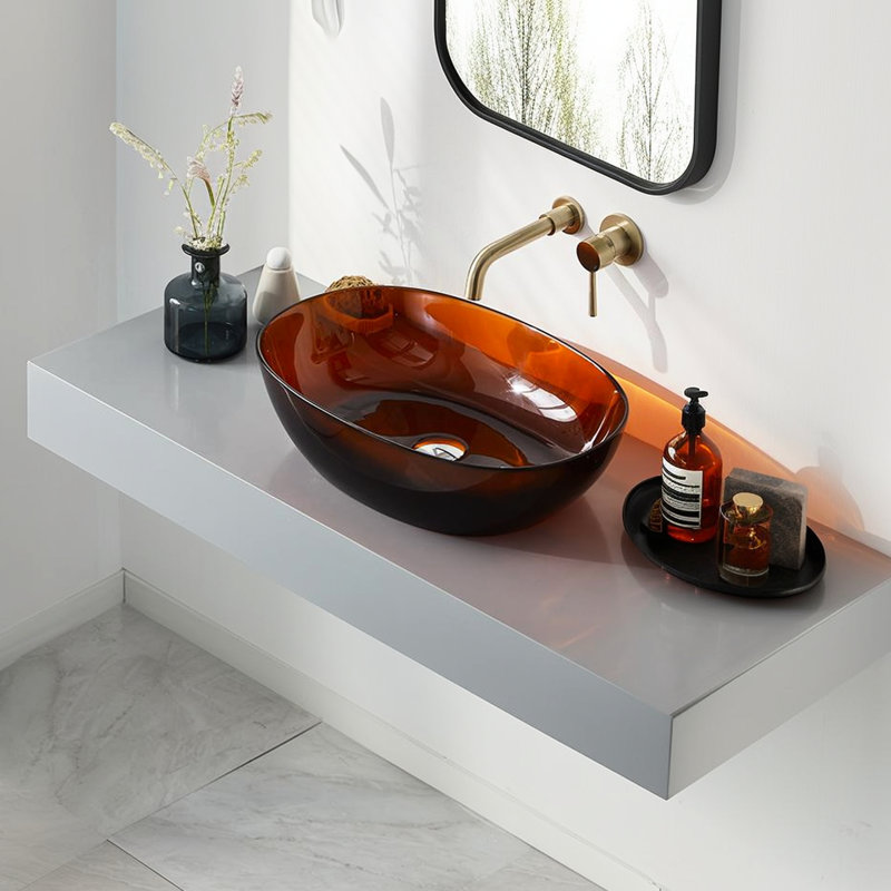 Luxury Bathroom Resin Vessel Sink, Brown - 21.51"L X 15.05"W 5.9"H, Irresistible Look Sink For Bathroom, 5.9"H