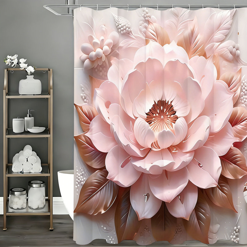 Rideau de douche avec crochets inclus, H 72 po x l 72 po, Rose