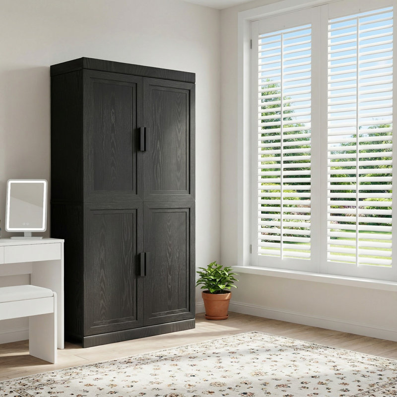 Ensemble de 4 armoires de rangement en bois avec portes pleines et armoire de rangement avec tablettes réglables pour le salon, la chambre, la cuisine, le garde-manger et la salle à manger