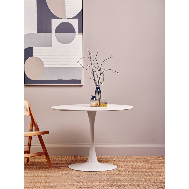 Warwick Round Metal Base Dining Table, White