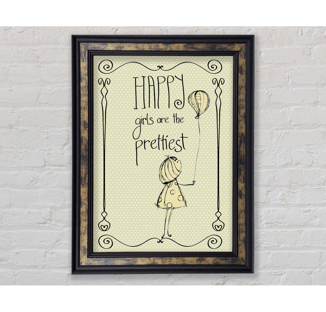 Happy Girls Are The Prettiest - Single Picture Frame Typography