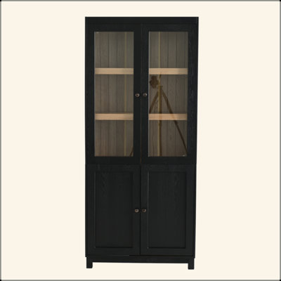74.5'' Tall Display Cabinet With Glass Doors, Modern Style China Cabinet, Curio Cabinet For Collectibles Figures Trophies, For Hallways Living Room, Kitchen, Home, Studio Or Workspace