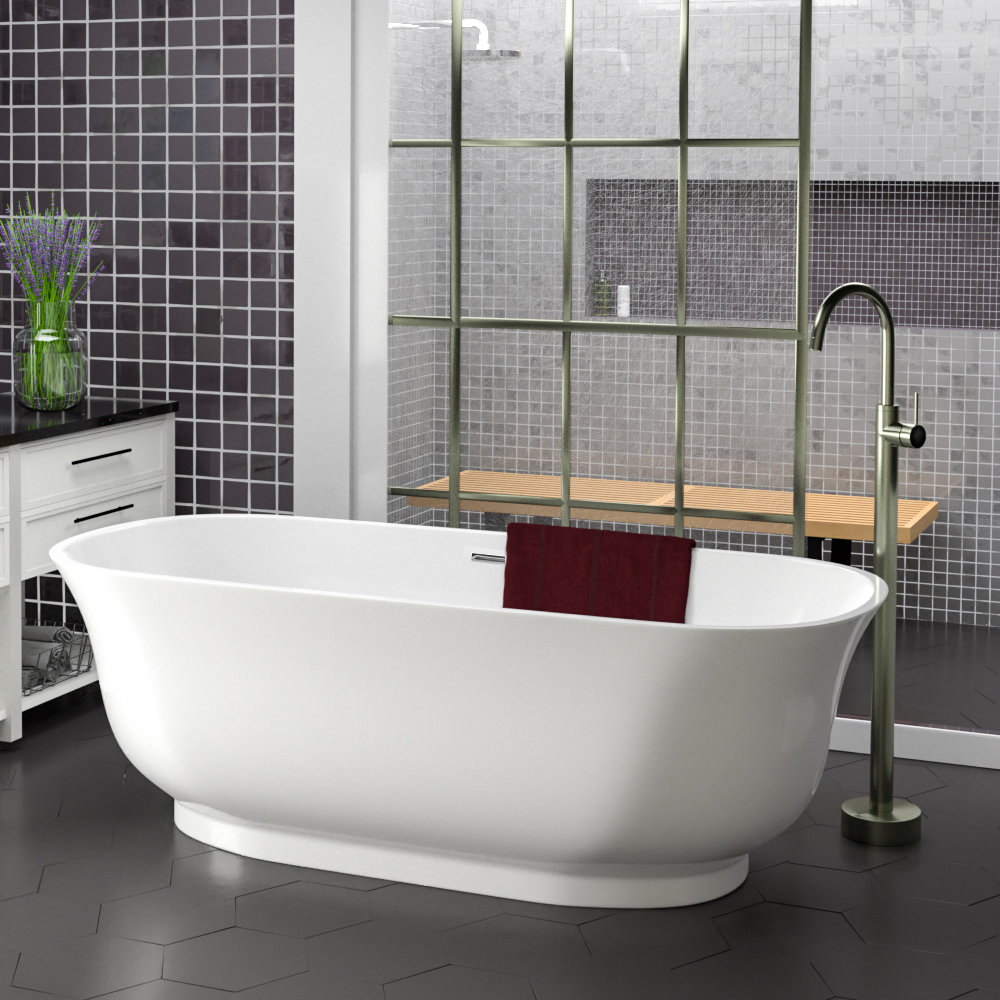 Celeste 66.75'' x 29'' Freestanding Soaking Acrylic Bathtub Barclay