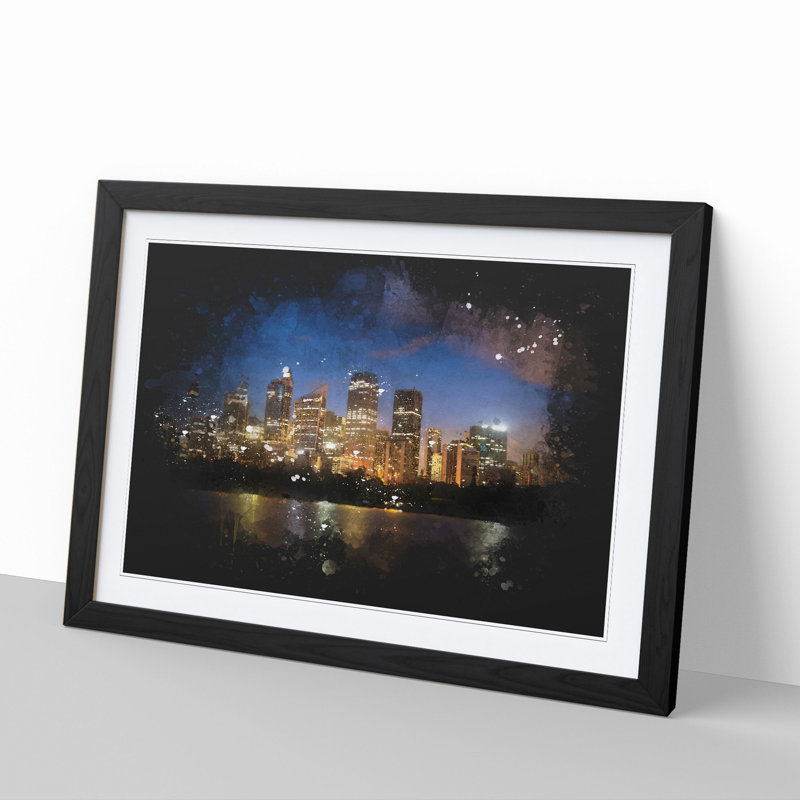 Sydney Skyline Vol.2 - Picture Frame Painting, 27cm H x 36cm W x 2cm D, Black Framed