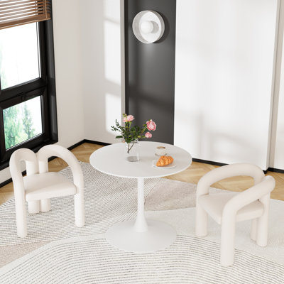 Ensemble de table de salle à manger 3 pièces, table de salle à manger à piédestal et 2 chaises d'appoint