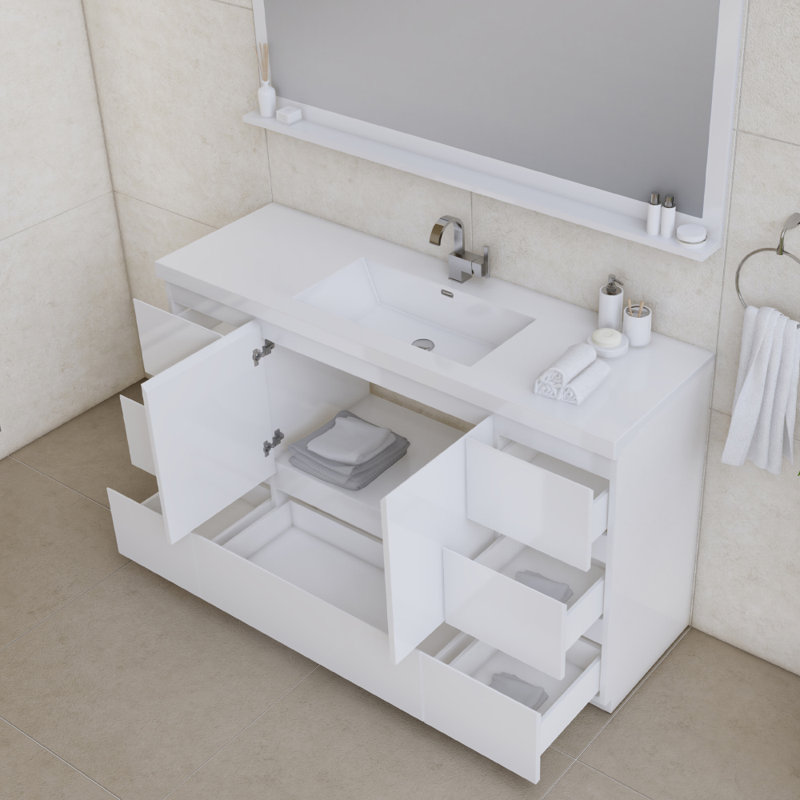 Ensemble de meuble-lavabo simple 60 po Arjina, Blanc