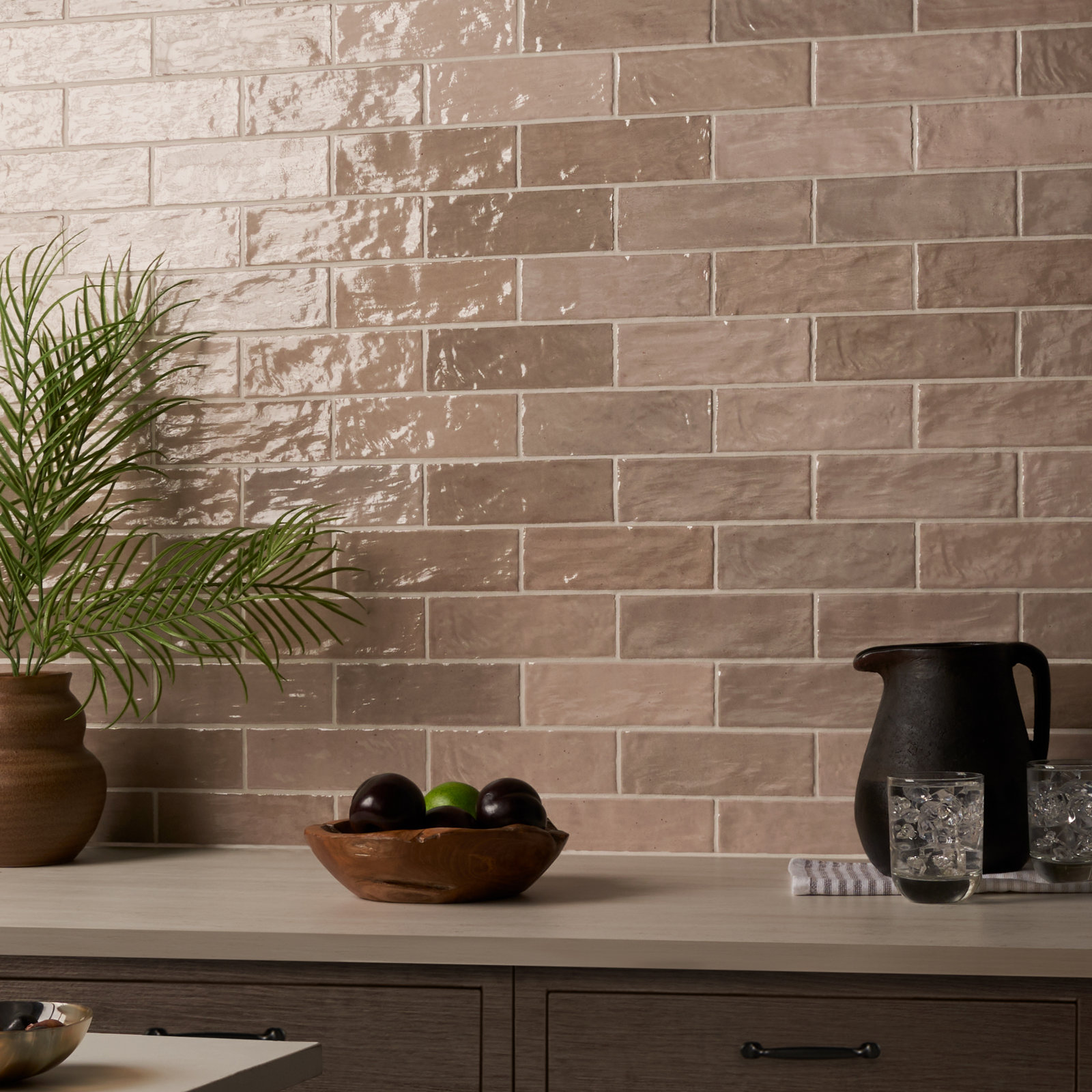 Karma 3" x 8" Ceramic Subway Wall Tile, Brown