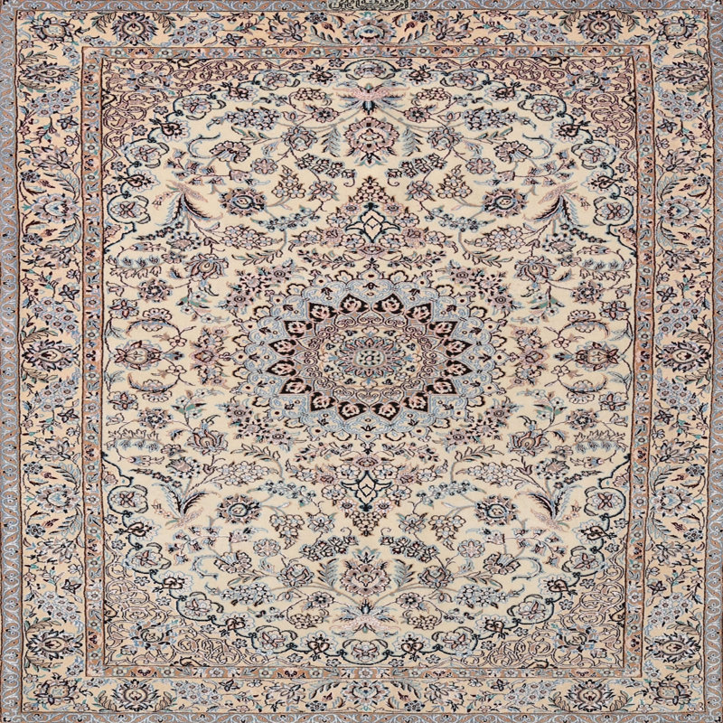 Tapis bleu/gris traditionnel Moerlein, Rond 5 pi
