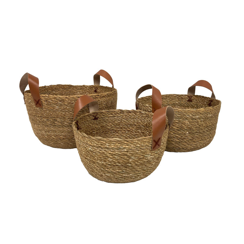 S / 3 BOLS DE SEAGRASS ROND AVEC
