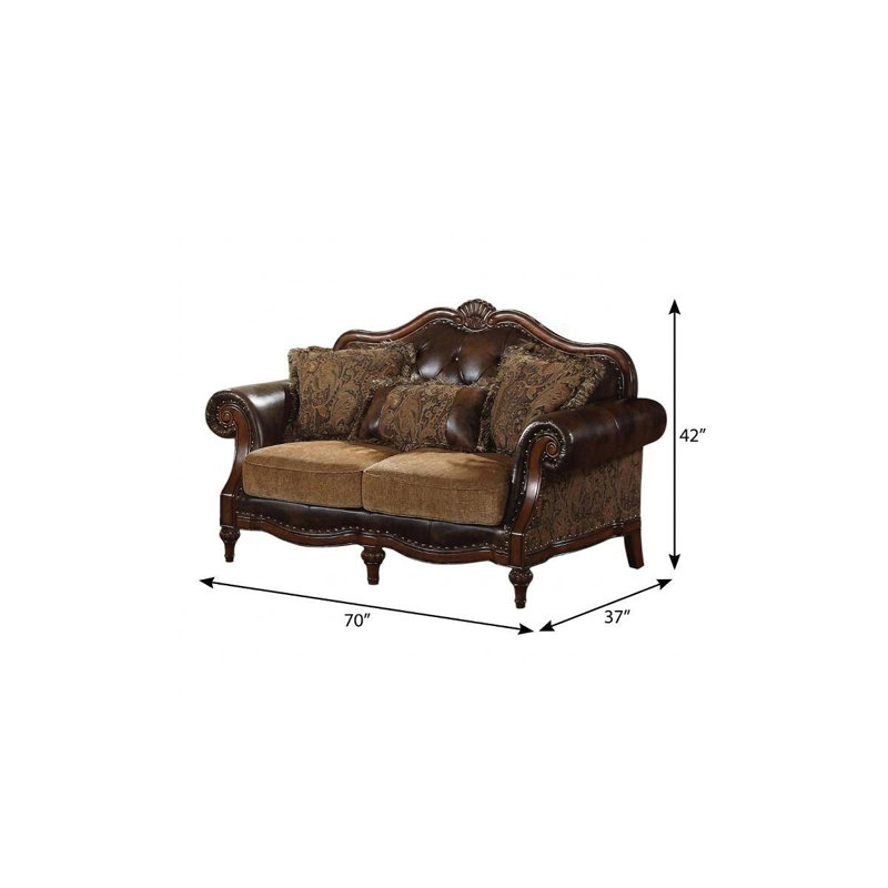 Causeuse Chesterfield 70 po en similicuir brun