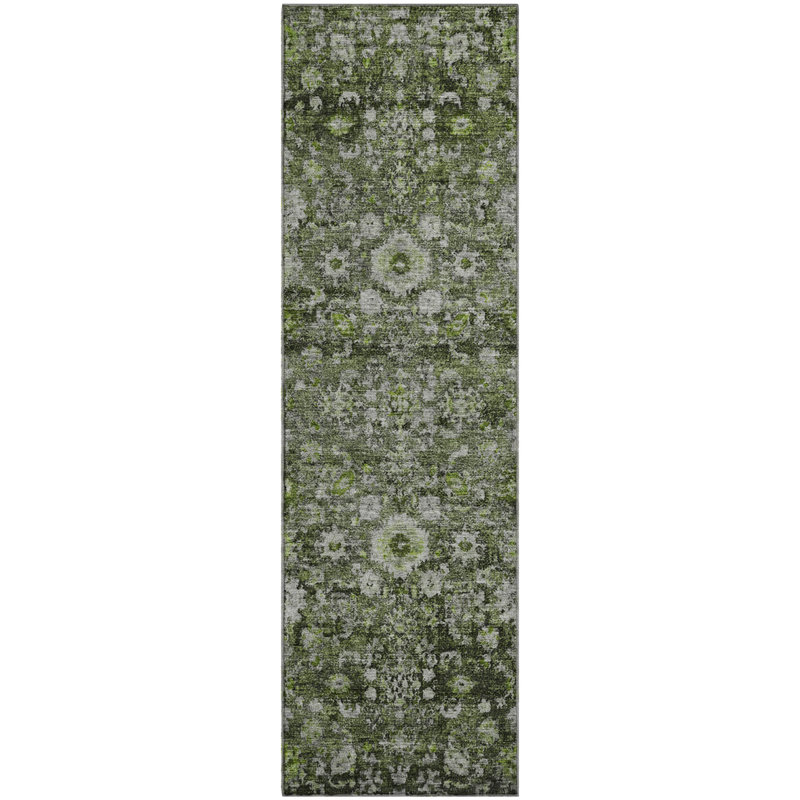 Premium Machine Washable Cerrito Green Rug, Runner 2'3" x 7'6"