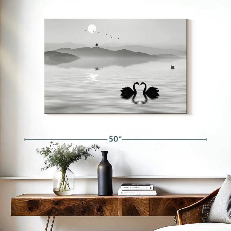 Kerrick Monochrome Swan Pair, 26" H x 39" W