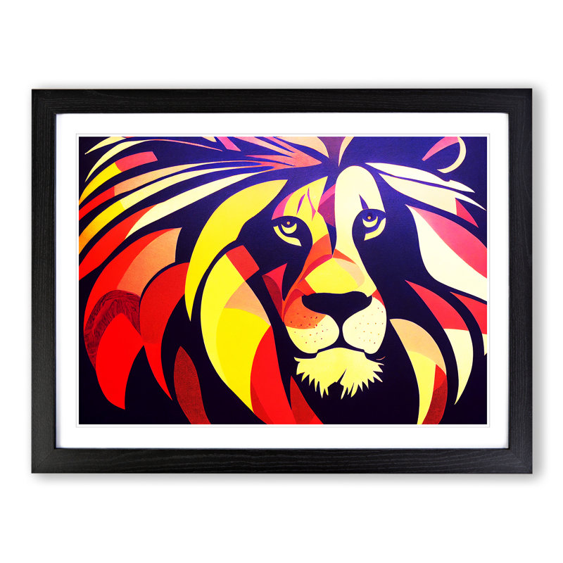 Abstract Lion Vol.4 - Framed Print, Black, 46cm H x 64cm W x 2cm D
