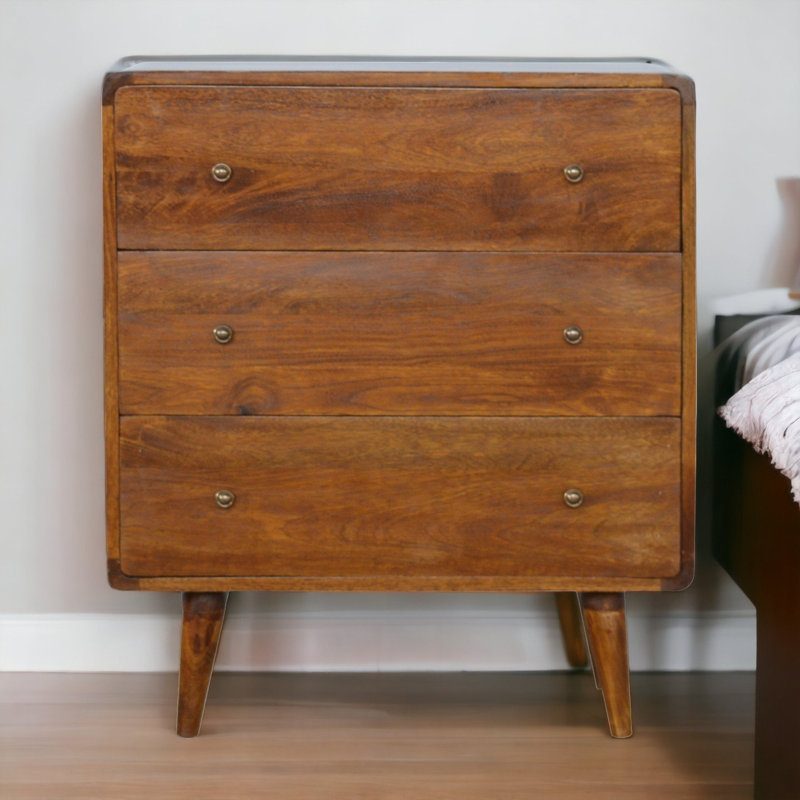 Averiana Solid Wood 3 - Drawer Dresser, Chestnut