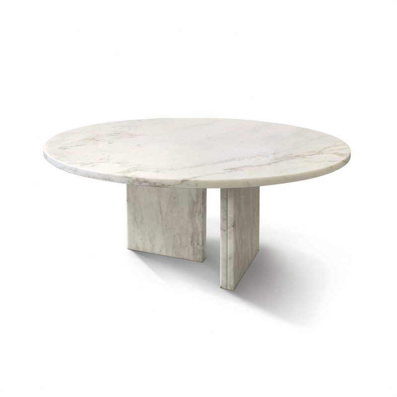 Table basse en marbre facile à assembler - pierre naturelle beige, surface polie, décoration intérieure luxueuse