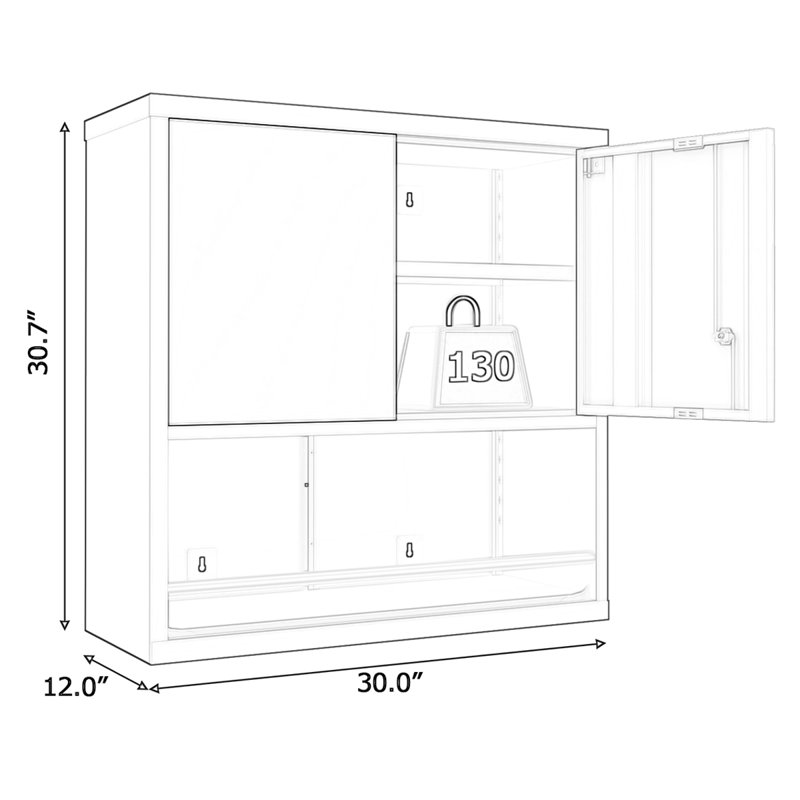 Steel Kitchen Pantry Cabinet With Lock And Open Shelf - 120LB Capacity Adjustable Metal Storage Cabinet,Wall-Mounted Organizer