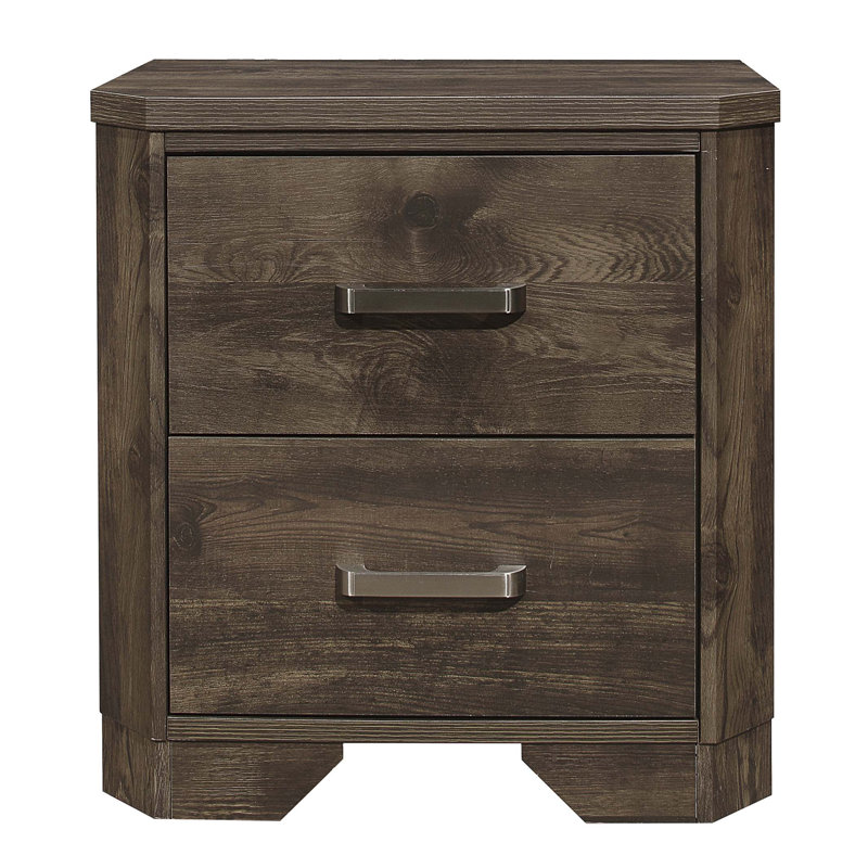 Table de chevet 1 pièce Rustic Brown Finish Brown