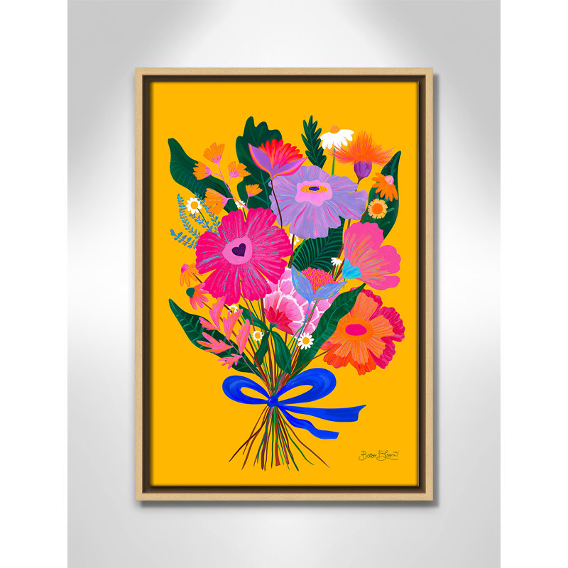 Imprimé éclectique de fleurs par Bloom, Toile avec cadre, Flotteur naturel, 13.5'' W x 19.5'' H