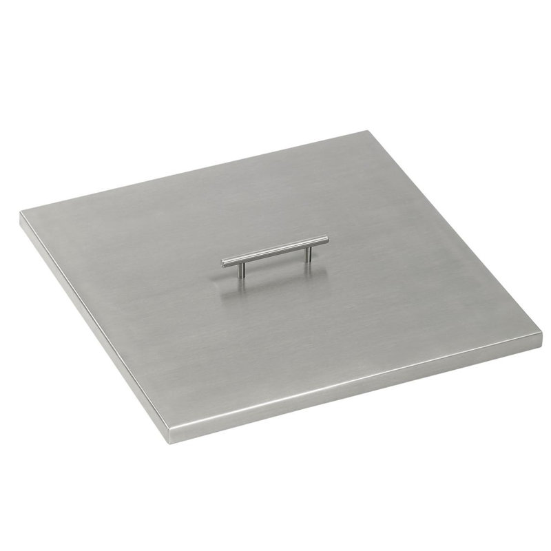 Square 21-Inch Stainless Steel Fire Pit Cover with Handle