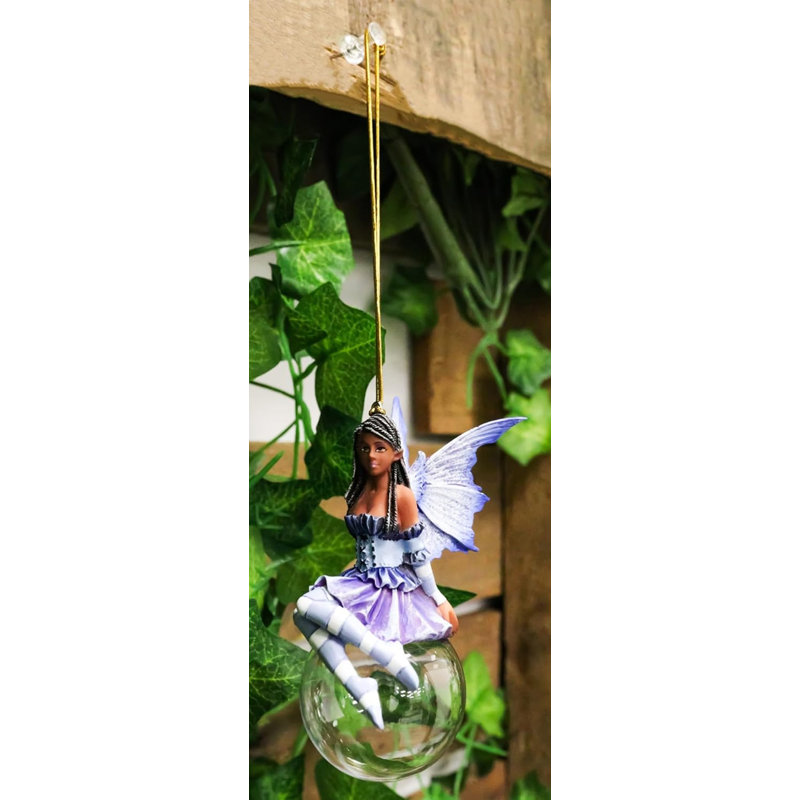 Blue Violet Bubble Rider Fairy Ornament Amy Brown Holiday Collection Accent