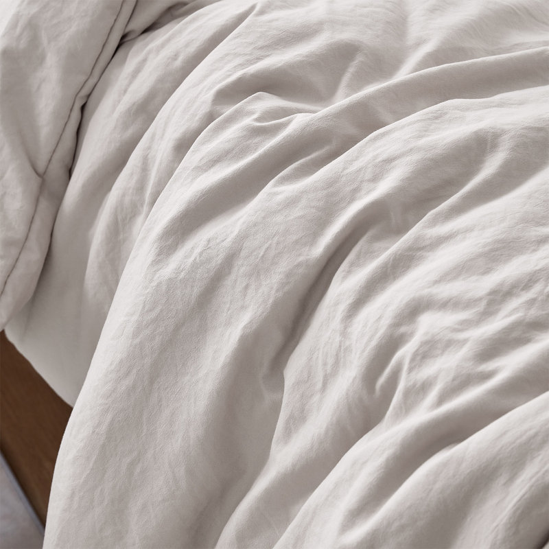 Natural Loft Prewashed Microfiber Duvet Cover Set, Gray/Beige, King Duvet Cover + 2 King Shams