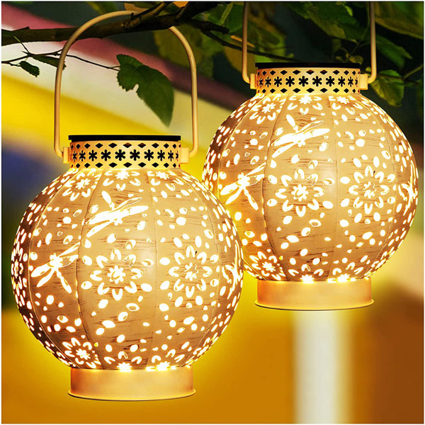 Outdoor Solar Lanterns Hanging Bamboo Table Light Decorative Landscape La - 2