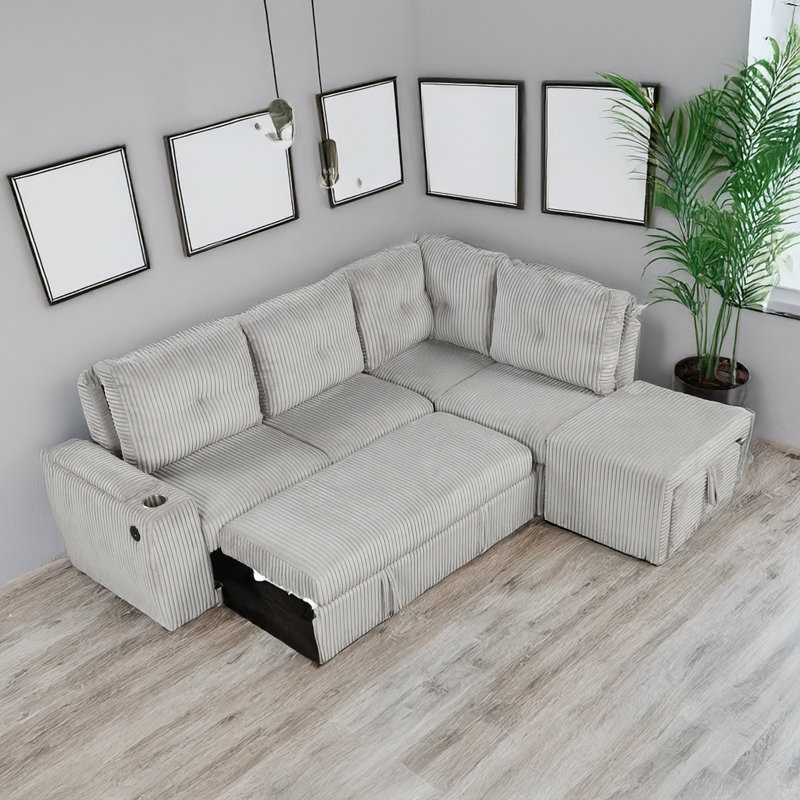 Sleeper Sofa Convertible Sofa Bed Sofa Arm Sofa Bed Couch Sleep Sofa Comfy Sofa Modern Sofa, Light Gray Corduroy