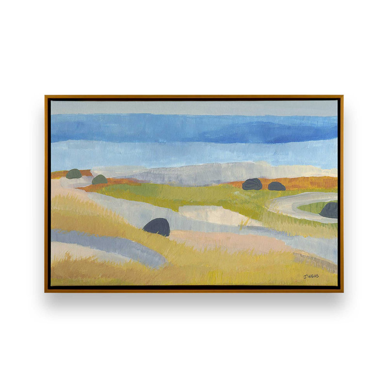 «Islandais Meadow Whimsy» sur toile par Jan Weiss, Cadre flottant or poli, H 22 po x l 32 po x P 1,75 po
