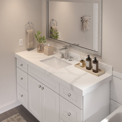 Furinno VATO Bathroom Vanity Top, 49W x 22D x 2.5H Porcelain Vanity Sink Top, with 3 Pre-Drilled Holes for Faucets, Light Jade