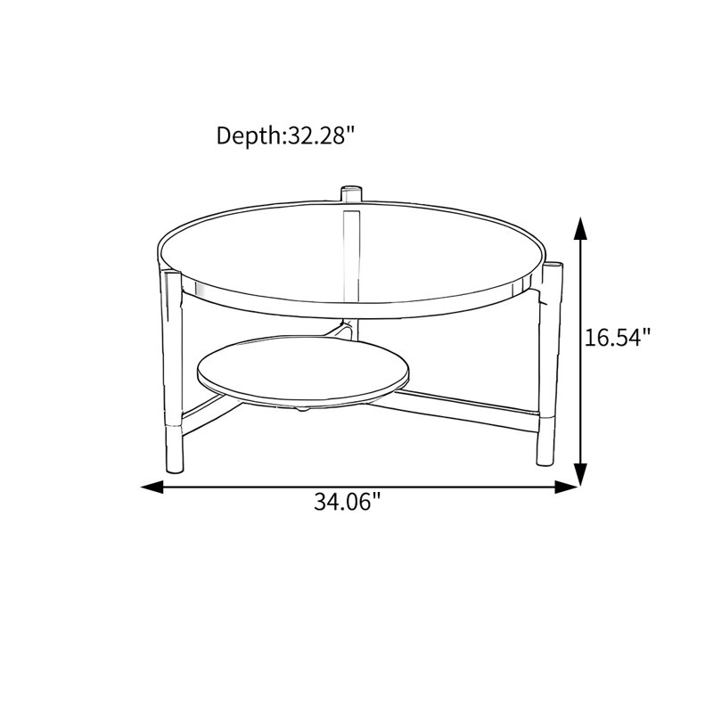 Table basse haut de gamme, H 16,54 po x L 34,06 po x l 32,28 po, Blanc, Noir