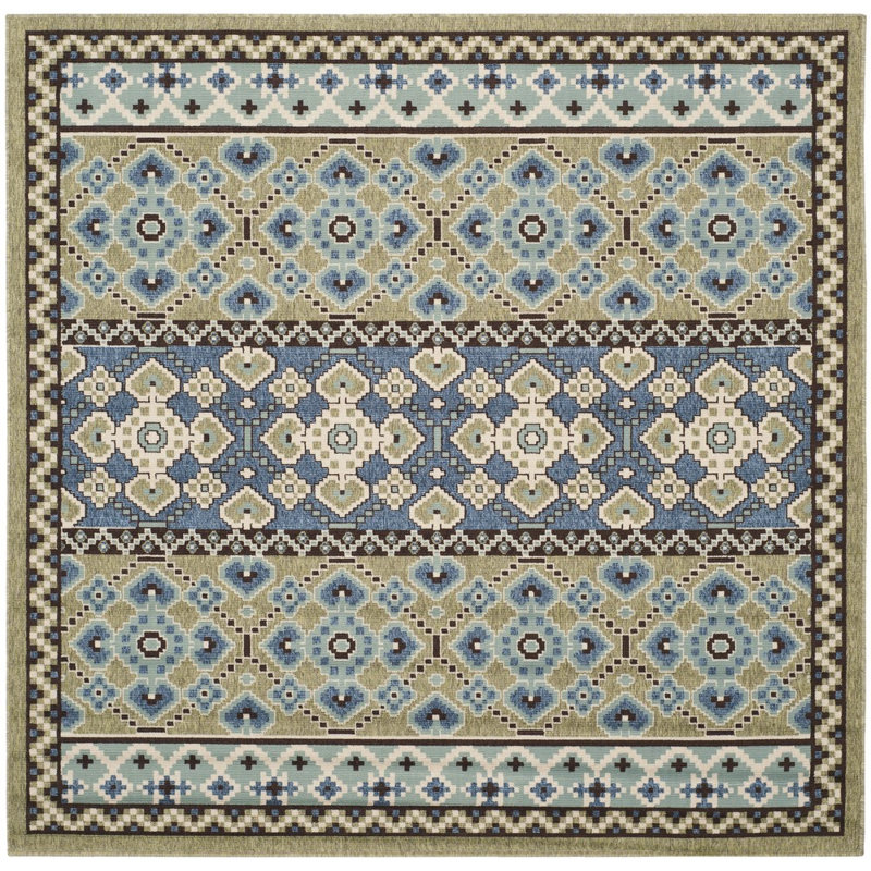 Embyr Performance Ikat Indoor/Outdoor Area Rug, Square 6'7"
