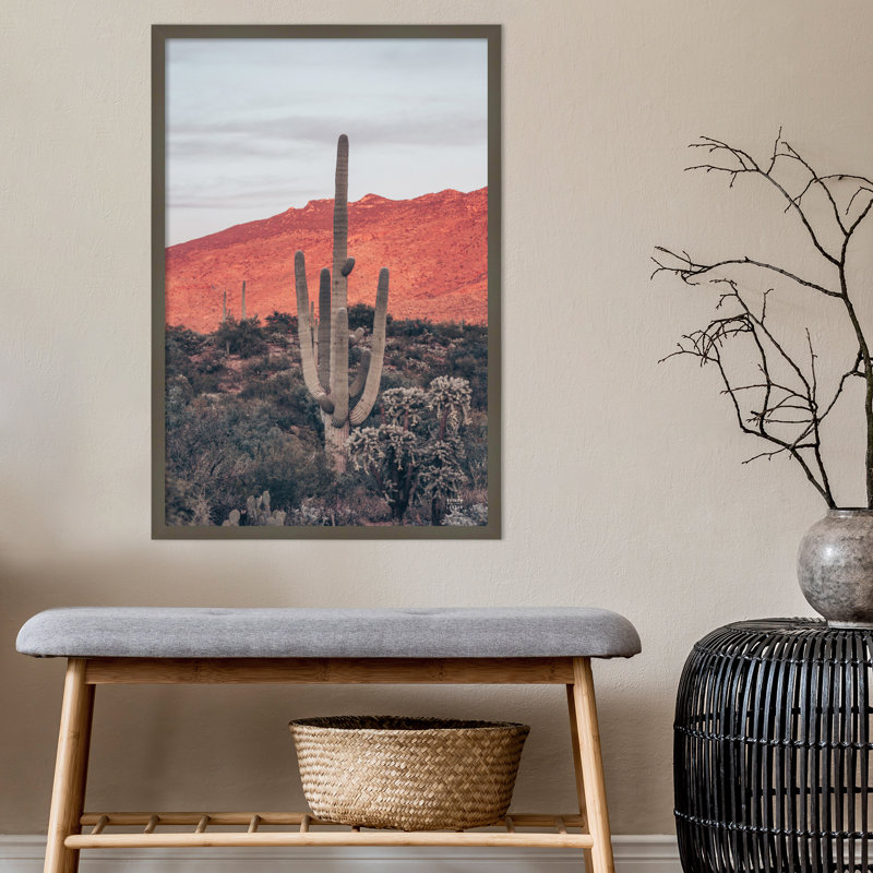 Sunsets and Saguaros par Nathan Larson - Photographie d'un seul cadre, H 33 po x l 23 po x P 1 po, gris