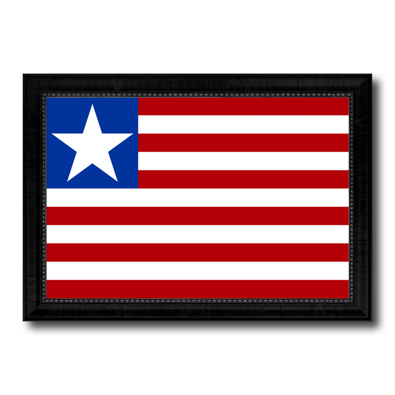 « liberia country flag », impression sur toile encadrée, H 21 po x l 30 po x P 1 po, Encadrement noir