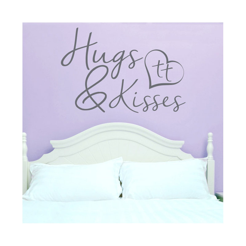 Hugs and Kisses Wall Sticker, Large, Grey